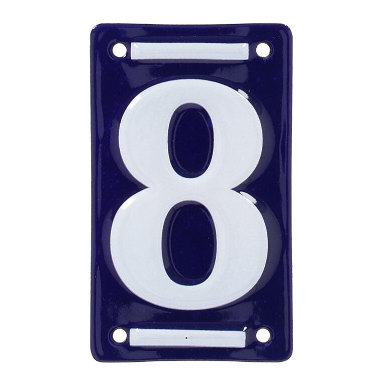 Numero Civico Smaltato 8 7x0.5x11.8 cm Colore Blu