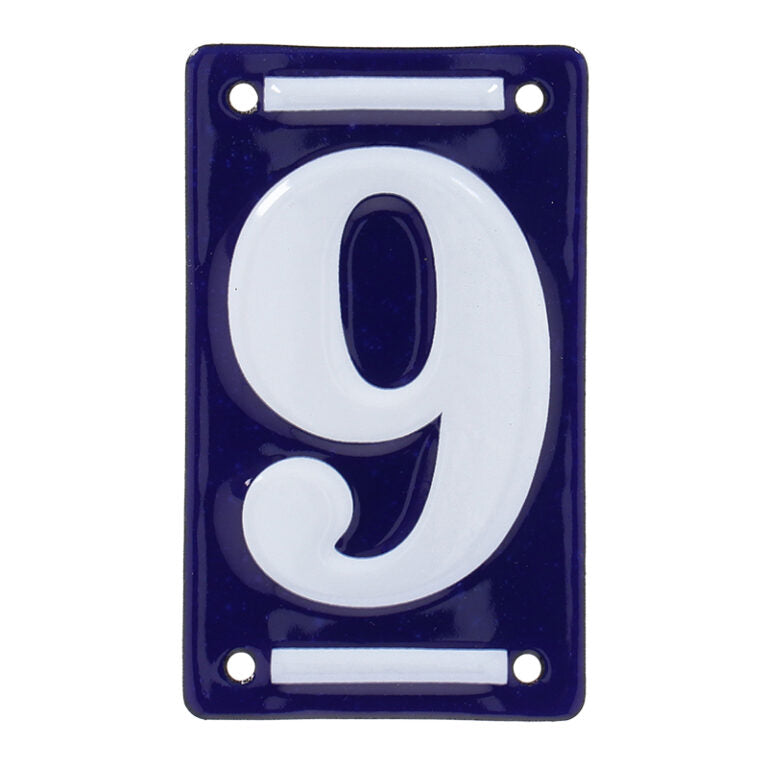 Numero Civico 9 Smaltato 7x0.5x11.8 cm Colore Blu