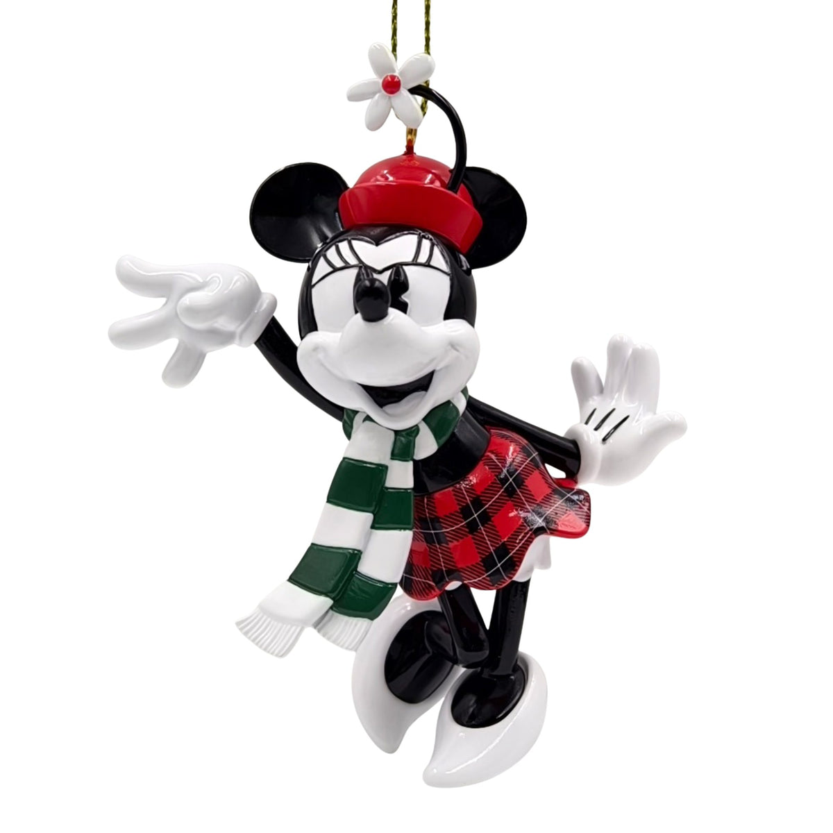 Decorazione Natalizia 3D Minnie Vintage con Sciarpa 9cm Rossa Verde Peraga Christmas