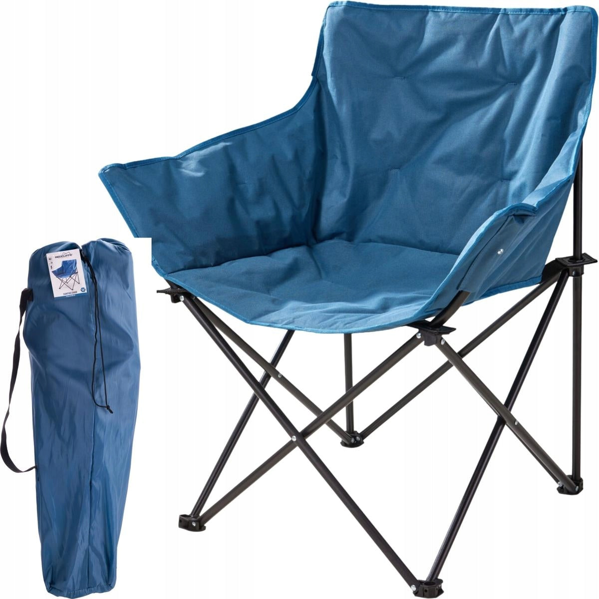 Sgabello da Campeggio Pieghevole con Schienale 31x31x52 cm Blu PERAGA HOME
