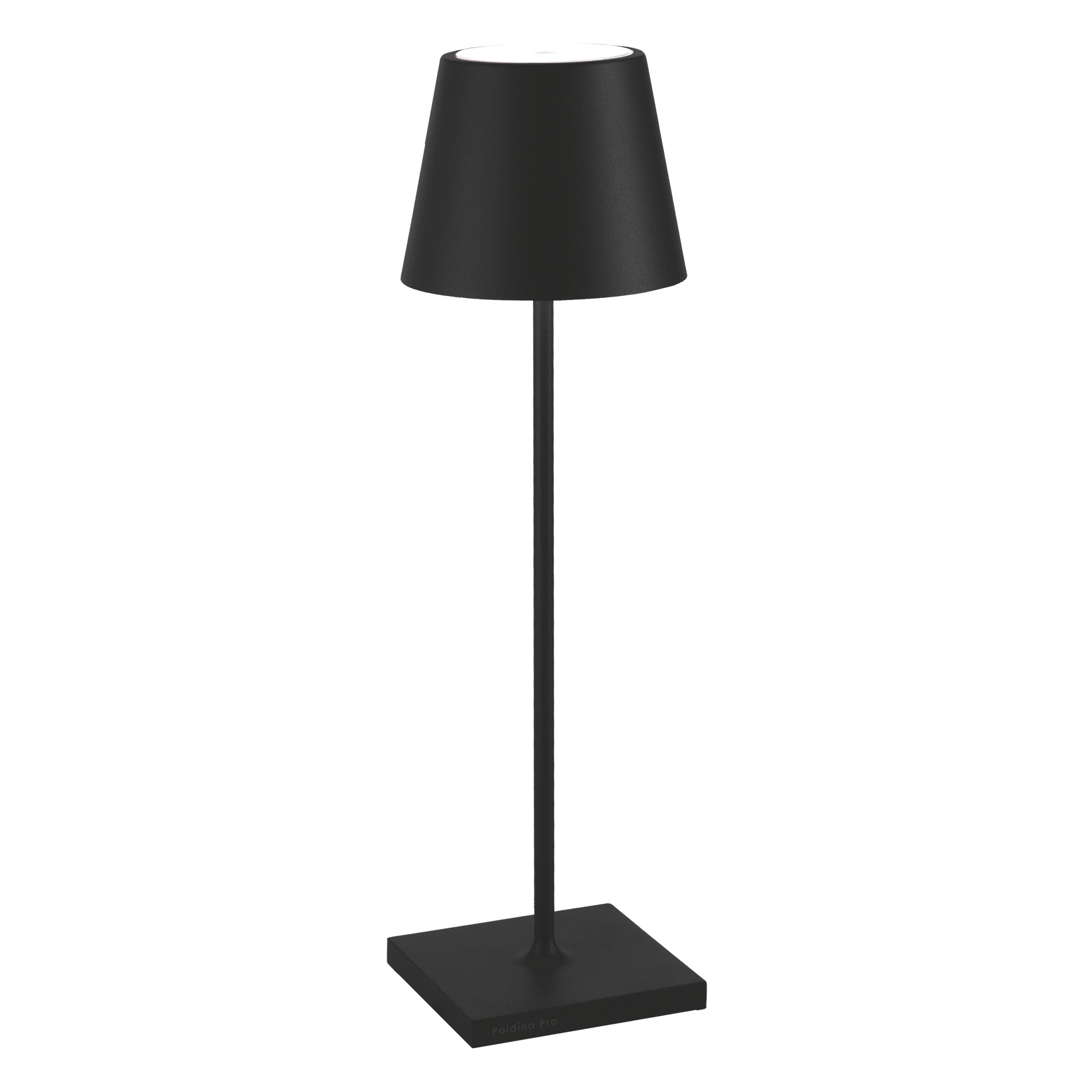 Lampada da Tavolo Poldina Pro D11cm H38cm Ricaricabile Nera ZAFFERANO