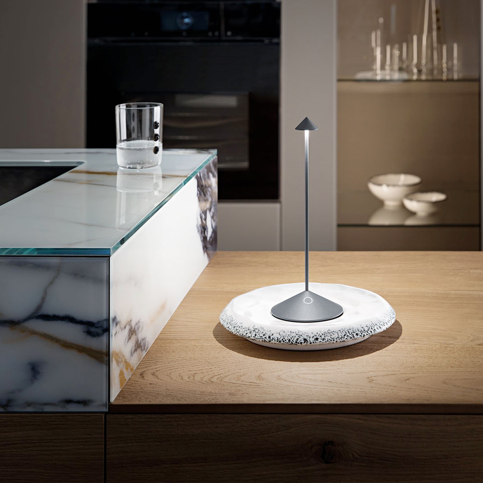 Lampada da Tavolo Pina Ricaricabile D10.5cm H29cm Grigio ZAFFERANO