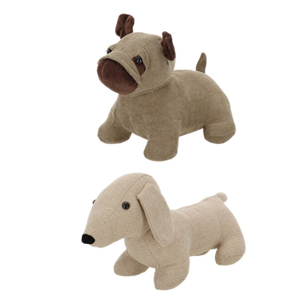 Fermaporta  a Forma di Cane 1300g Colore Beige e Marrone