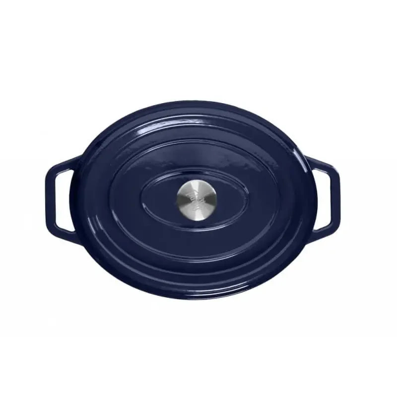 Casseruola Ovale in Ghisa Vetrificata con Coperchio 5.6L Blu GRAND FEU