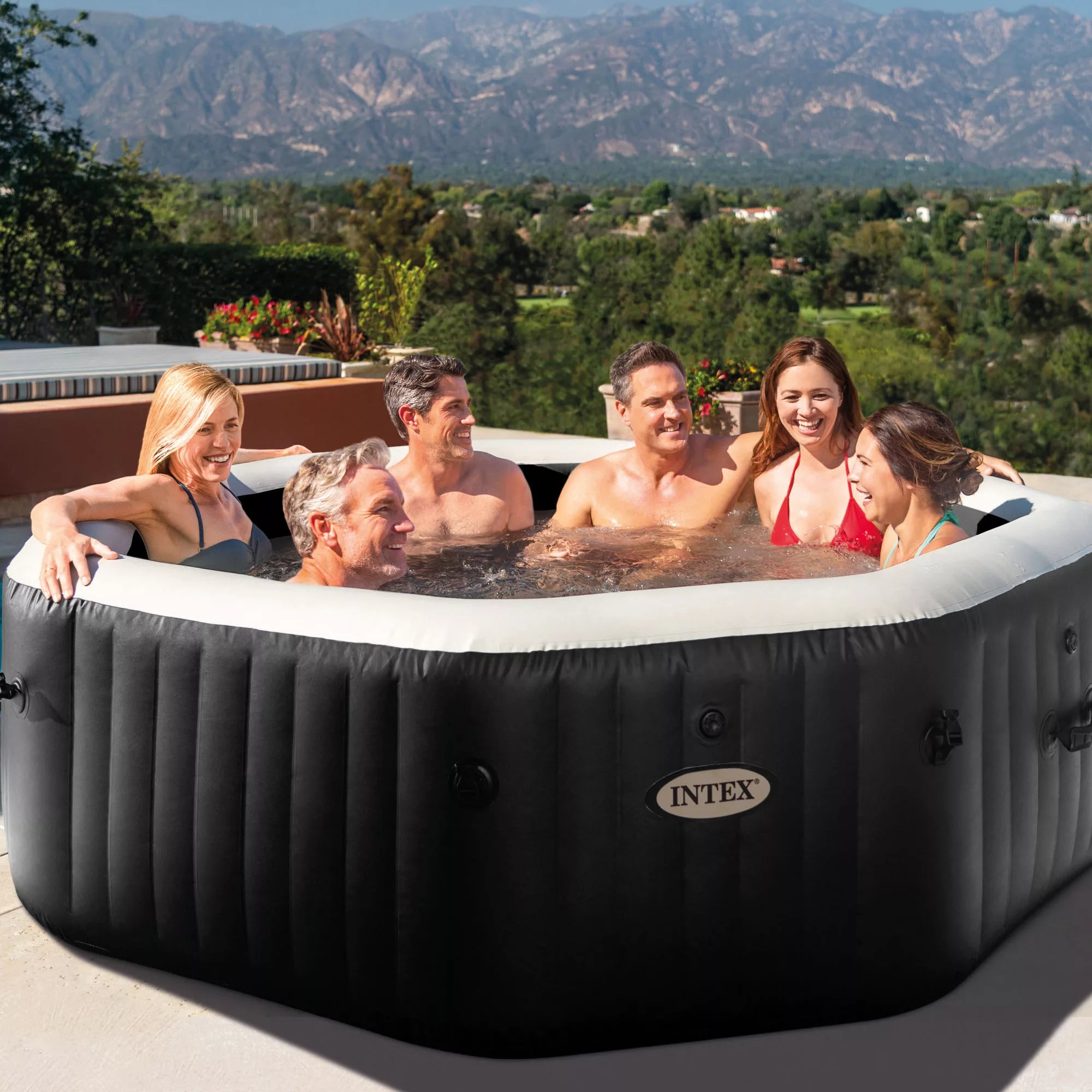 Spa Intex Jet &amp; Bubble Deluxe 6 places noir