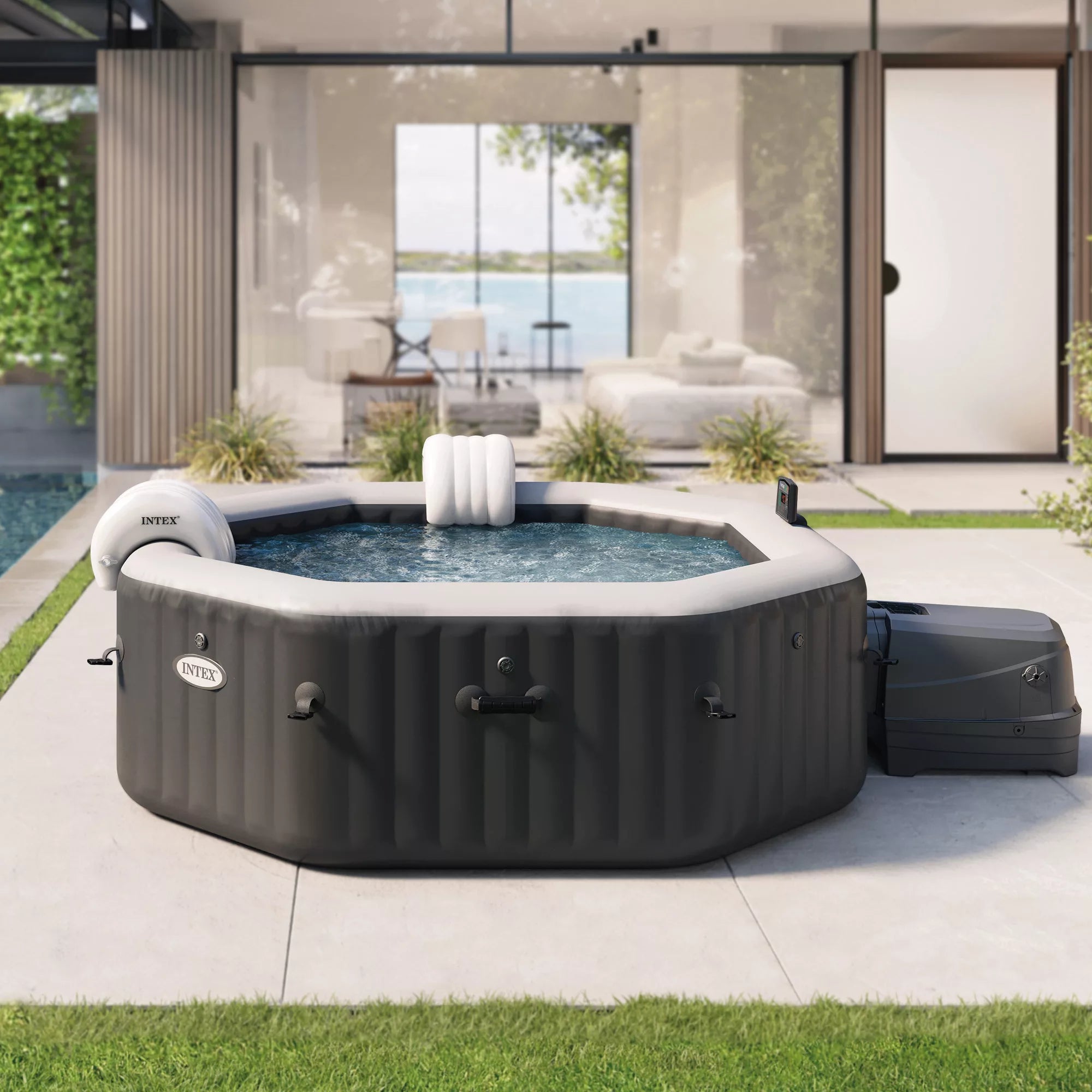 Spa Intex Jet &amp; Bubble Deluxe 6 places noir