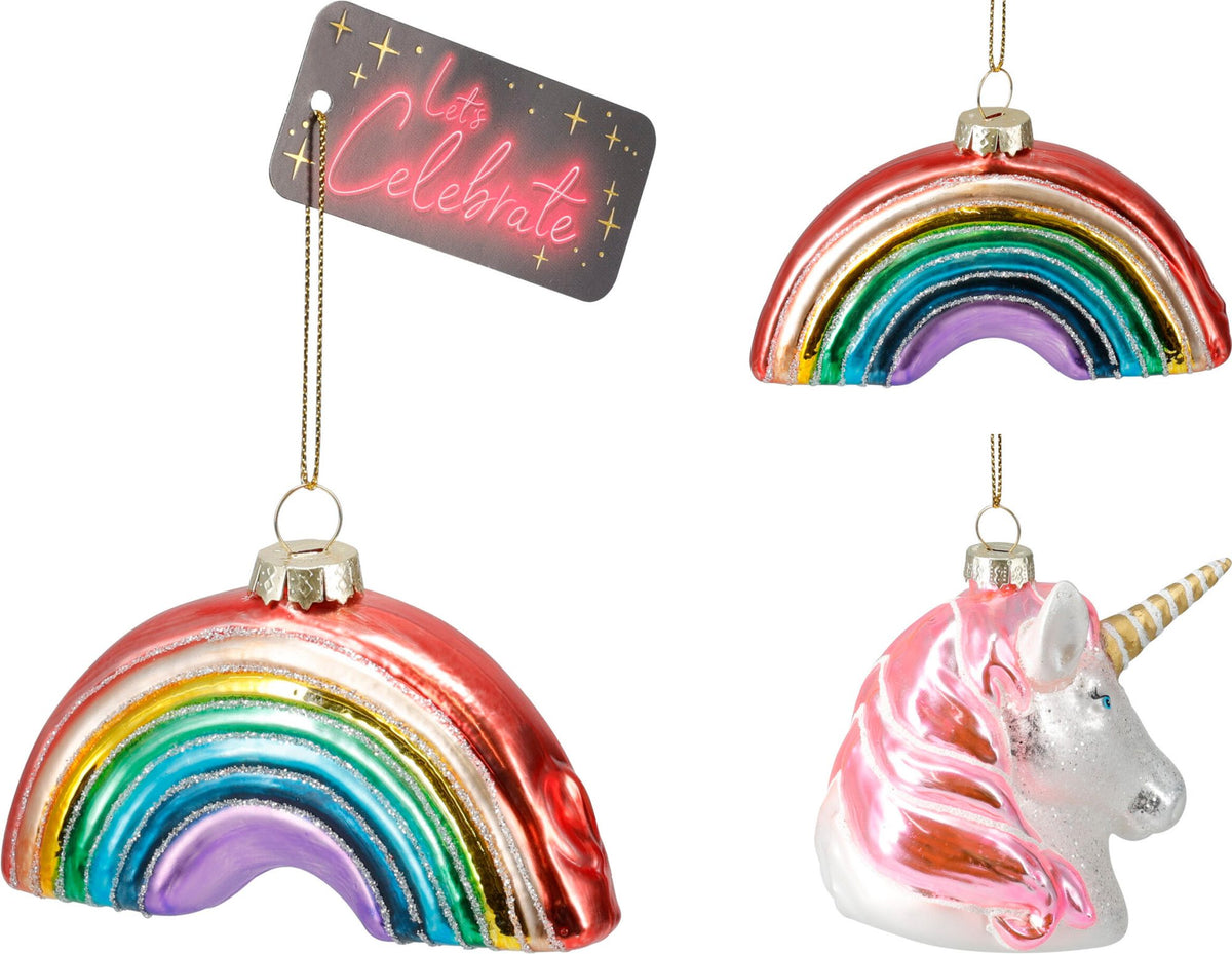 Decorazione pendente arcobaleno o unicorno modello assortito PERAGA CHRISTMAS