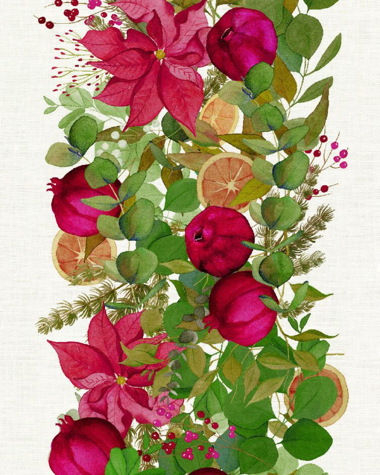 Runner Natalizio in Puro Lino Garland Glee 50x170 cm Tessitura Toscana - immagine 1
