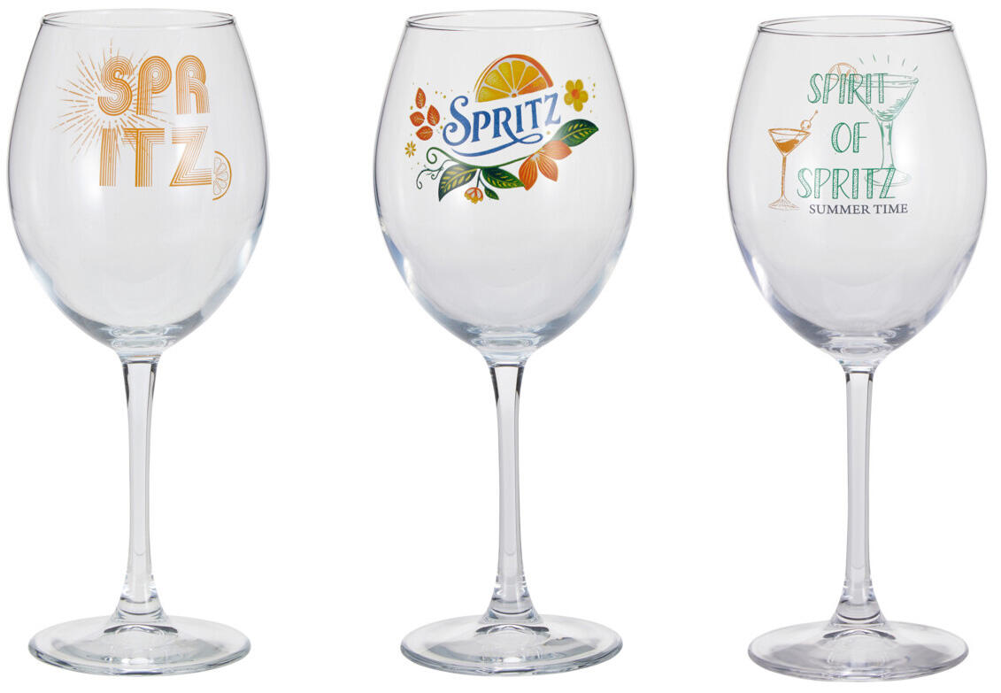 Calici da Cocktail Spritz Decorati Assortiti 550ml Trasparente