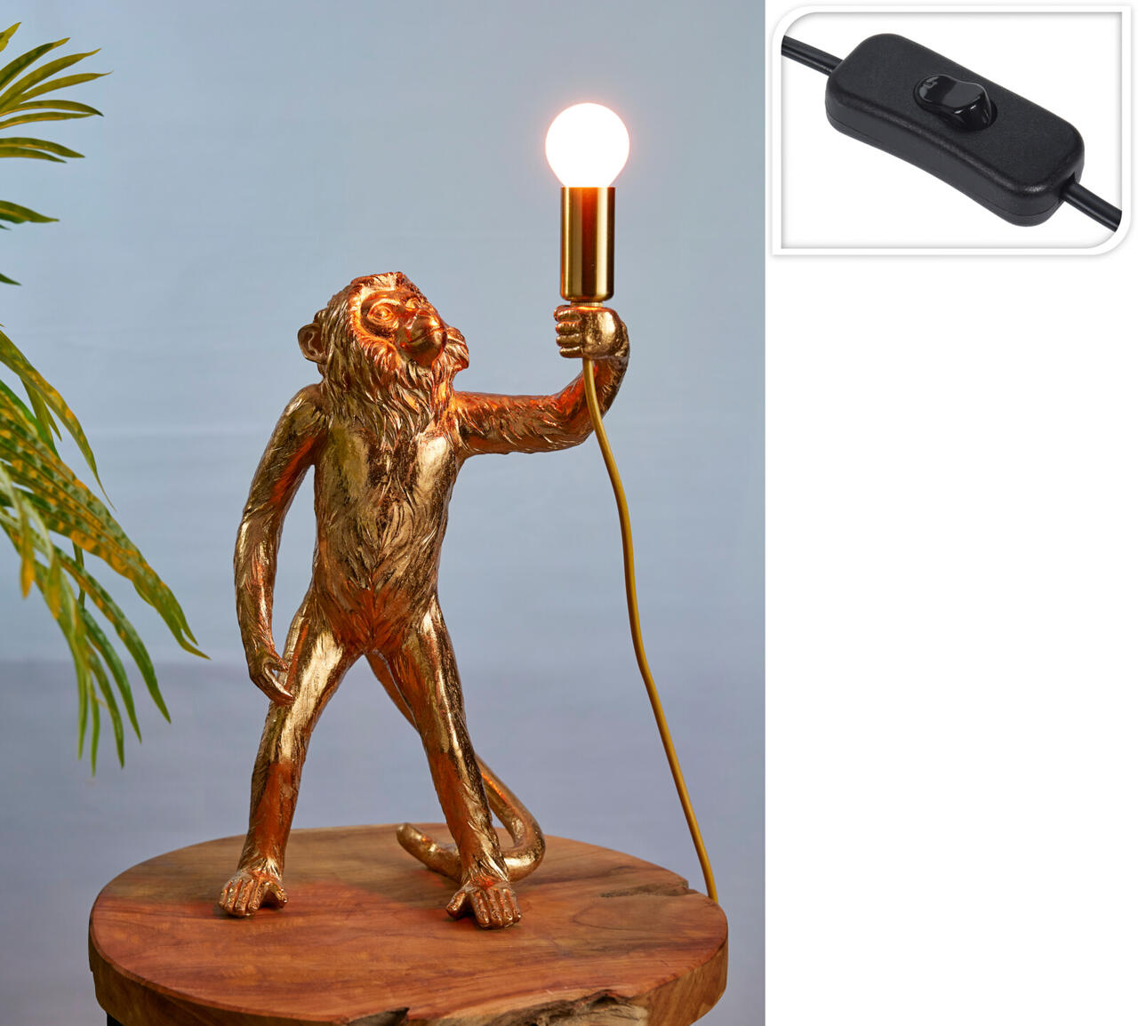 Lampada da tavolo scimmia 23x21x38cm Oro