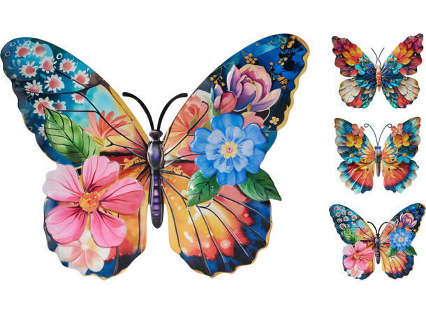 Farfalla Decorativa da Parete in Metallo 31x25cm Multicolore