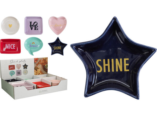 Piatto Snack in Porcellana 10x10cm Colore Assortito