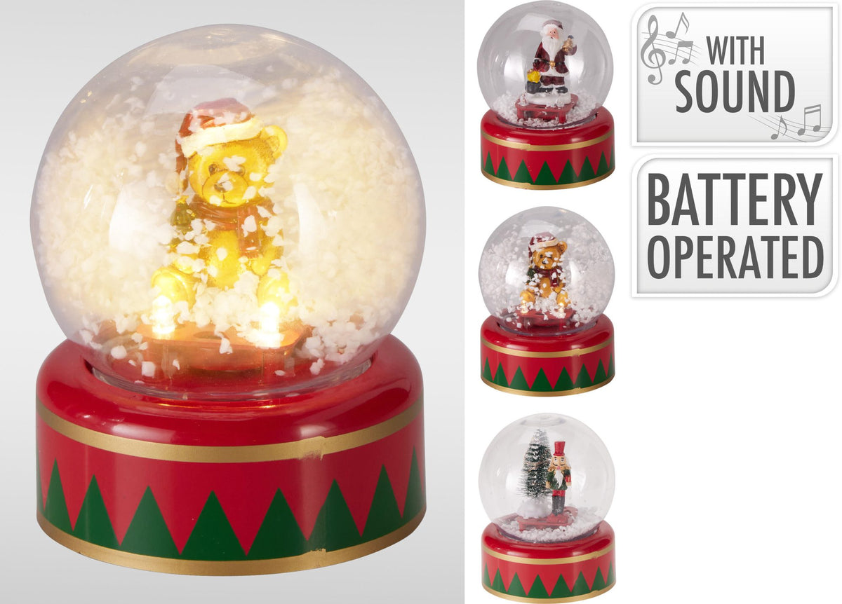 Sfera d'acqua natalizia con LED e musica modello assortito PERAGA CHRISTMAS