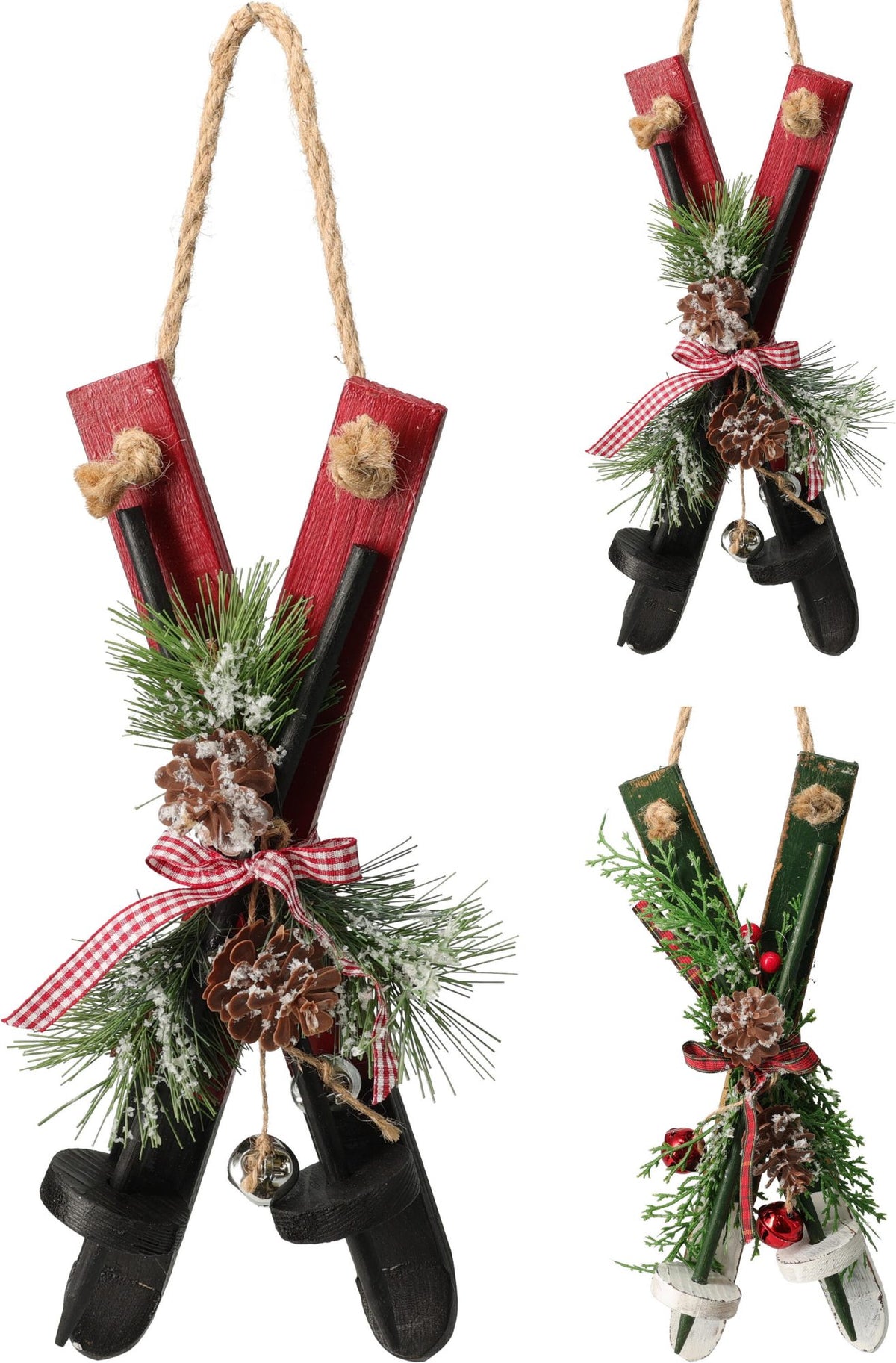 Pendente natalizio con sci in legno 30 cm modello assortito PERAGA CHRISTMAS