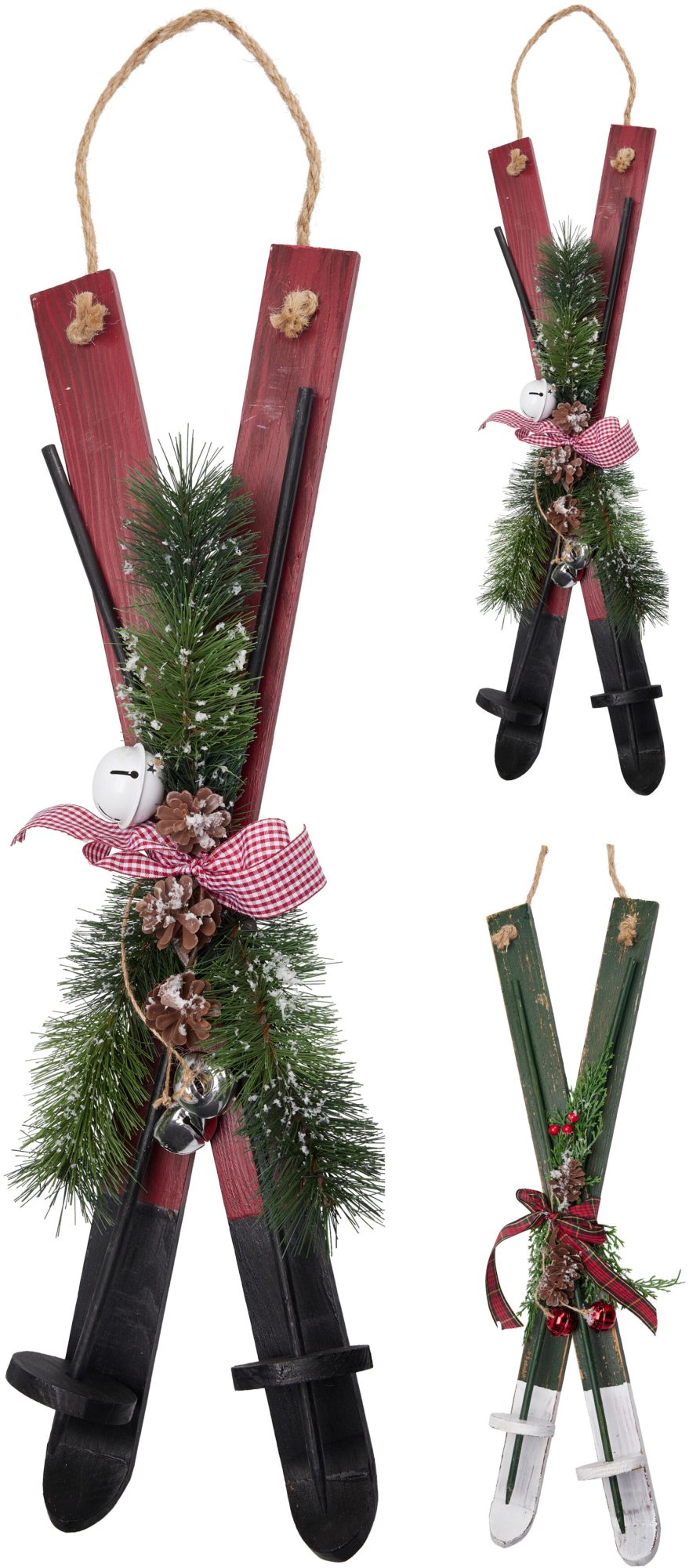 Pendente natalizio con sci in legno 60 cm modello assortito PERAGA CHRISTMAS