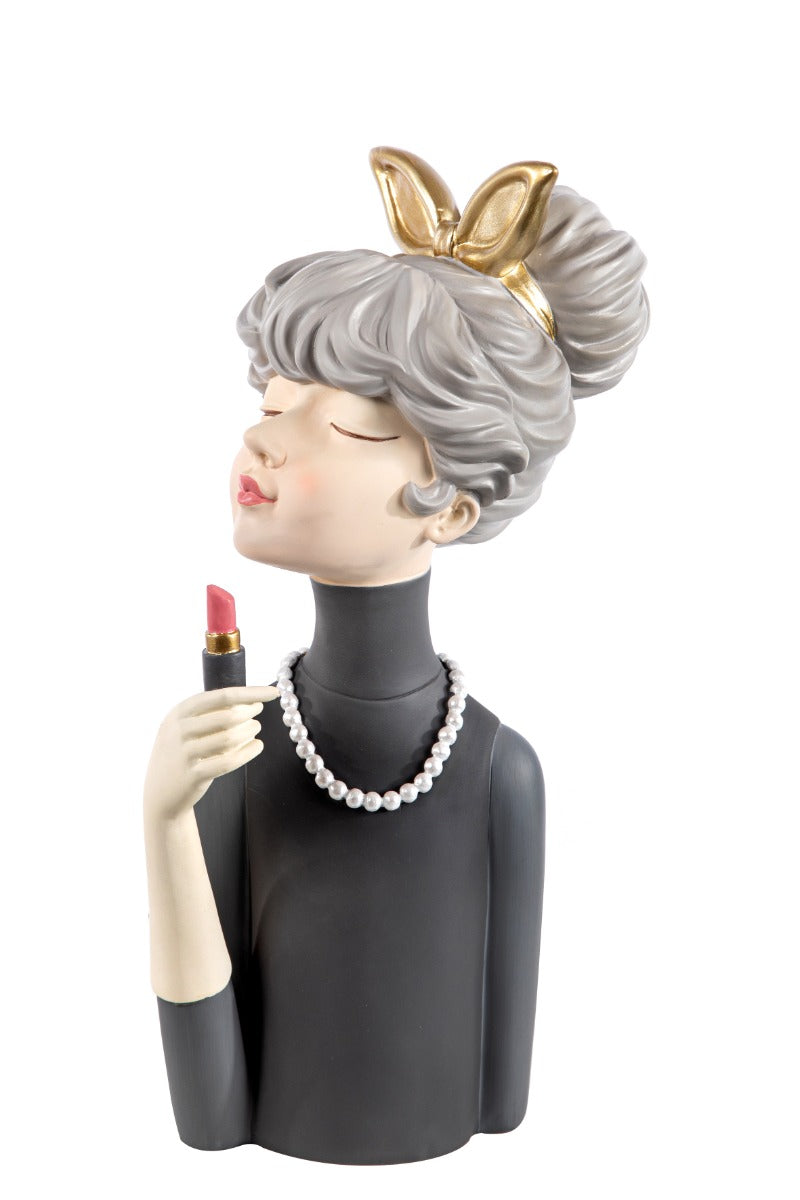STATUINA DONNA GLAMOUR GRIGIO 32CM