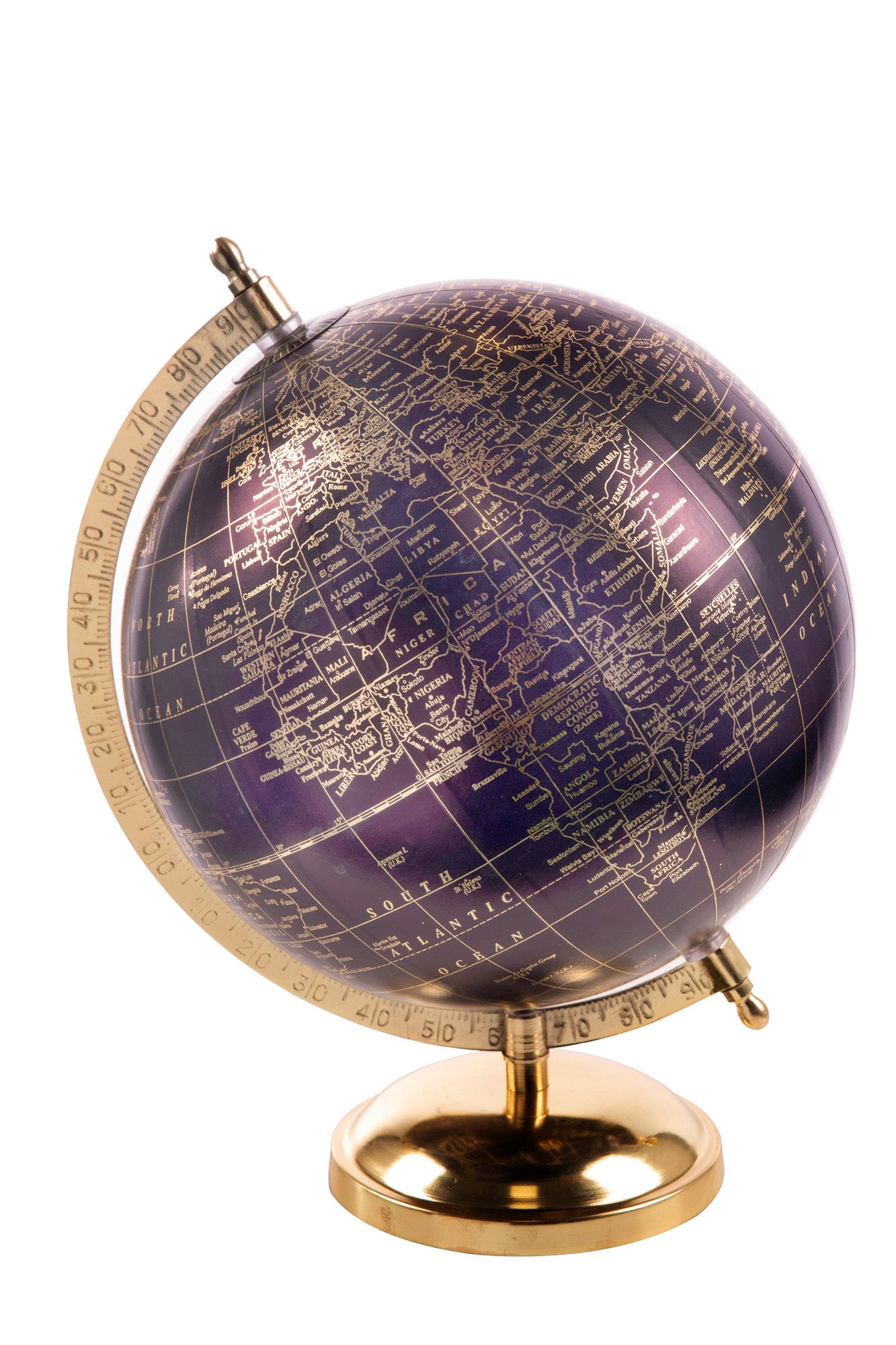 MAPPAMONDO BLU CON BASE ORO D.20 H.28CM