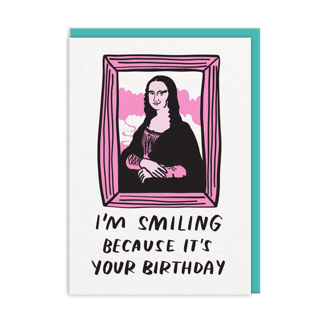 Ohh Deer Biglietto di auguri "Mona Birthday Smile" A6, giallo/bianco