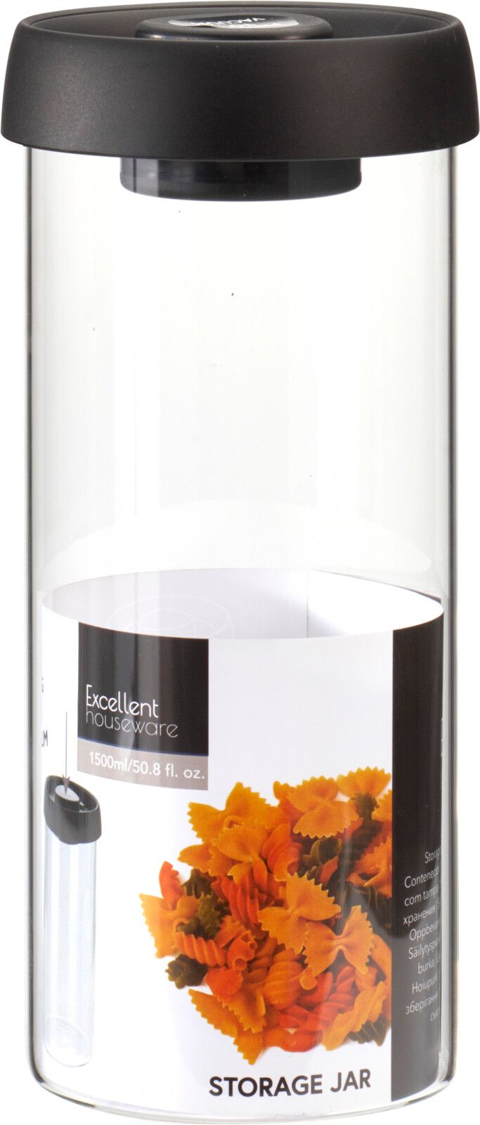 Barattolo in vetro borosilicato con pompa sottovuoto, 1500 ml, trasparente/nero