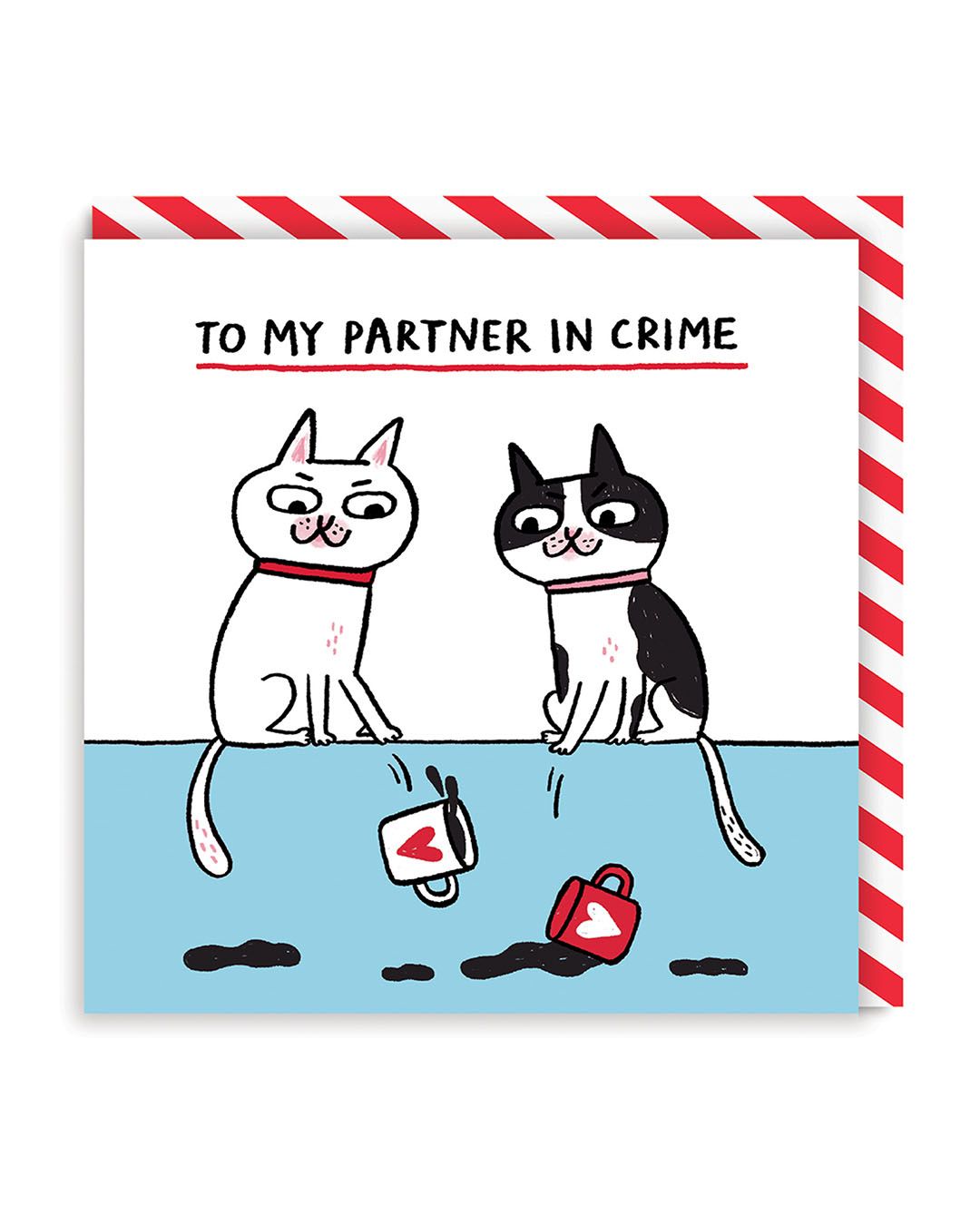 Ohh Deer Biglietto di auguri "Partner in Crime" A6, bianco/azzurro