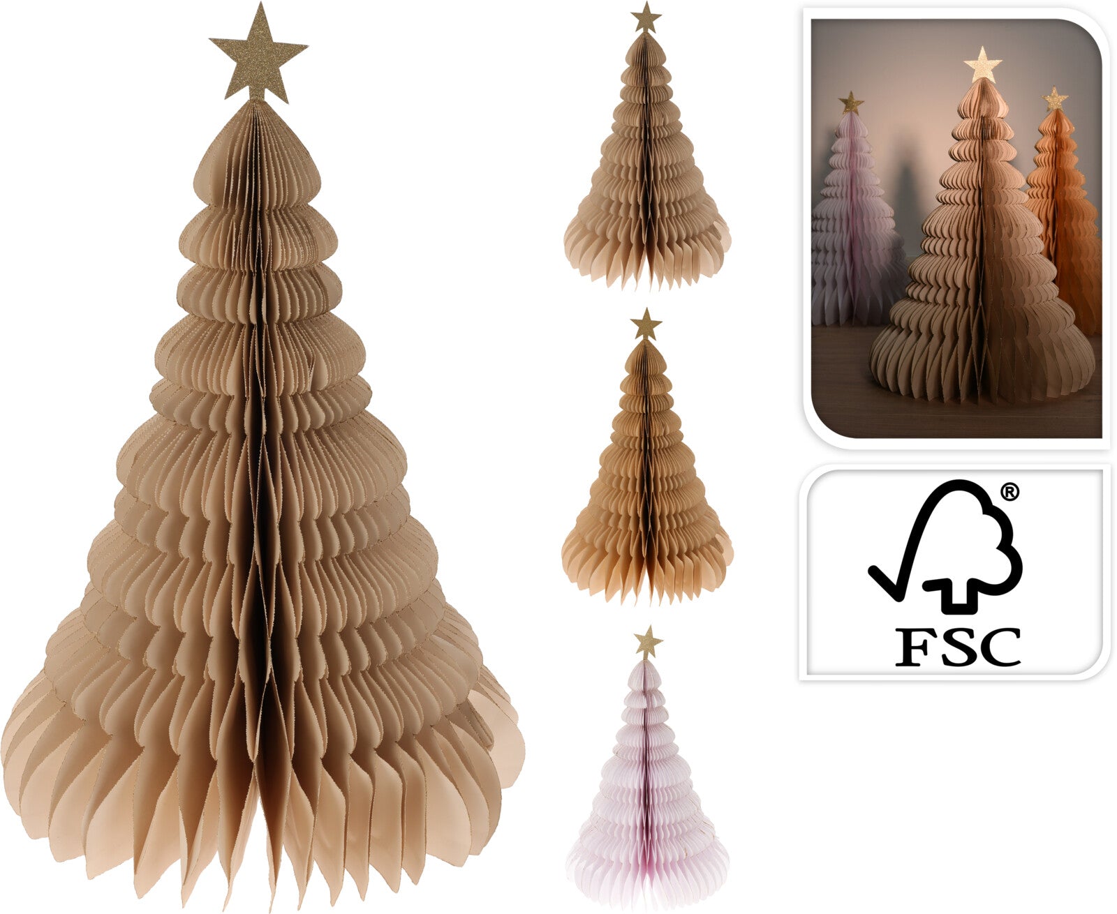 1 ALBERO DECORATIVO IN CARTA 40CM MODELLO ASSORTITO