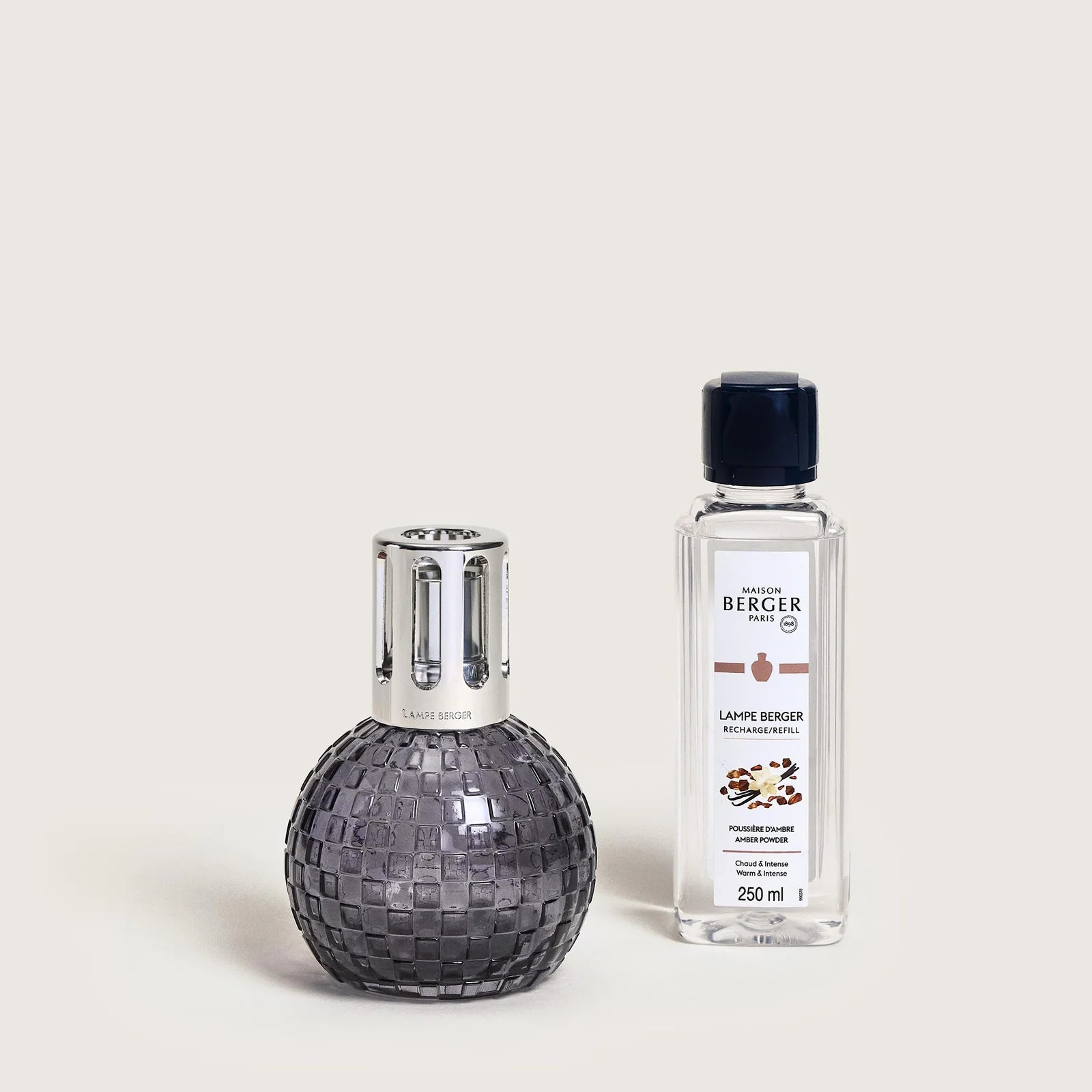 Cofanetto Lampe Berger Disco Gris 9x9x12,6cm con Ricarica 250ml Poussière D'Ambre Maison Berger