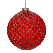 Pallina in vetro con Decoro Oro D.12 cm Rosso