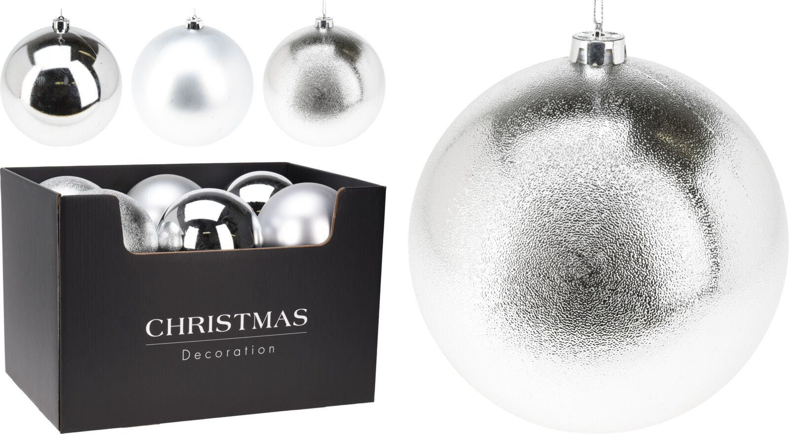 pallina di natale Opaca Natalizia Argento 18cm modello assortito