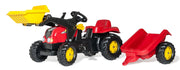 ROLLYKID-X TRATTORE CON RUSPA E RIMORCHIO ROSSO