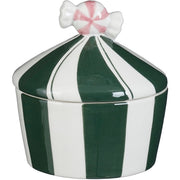 Mica Decorations Barattolo portaoggetti con coperchio a caramella 12x12x13 cm, verde/bianco