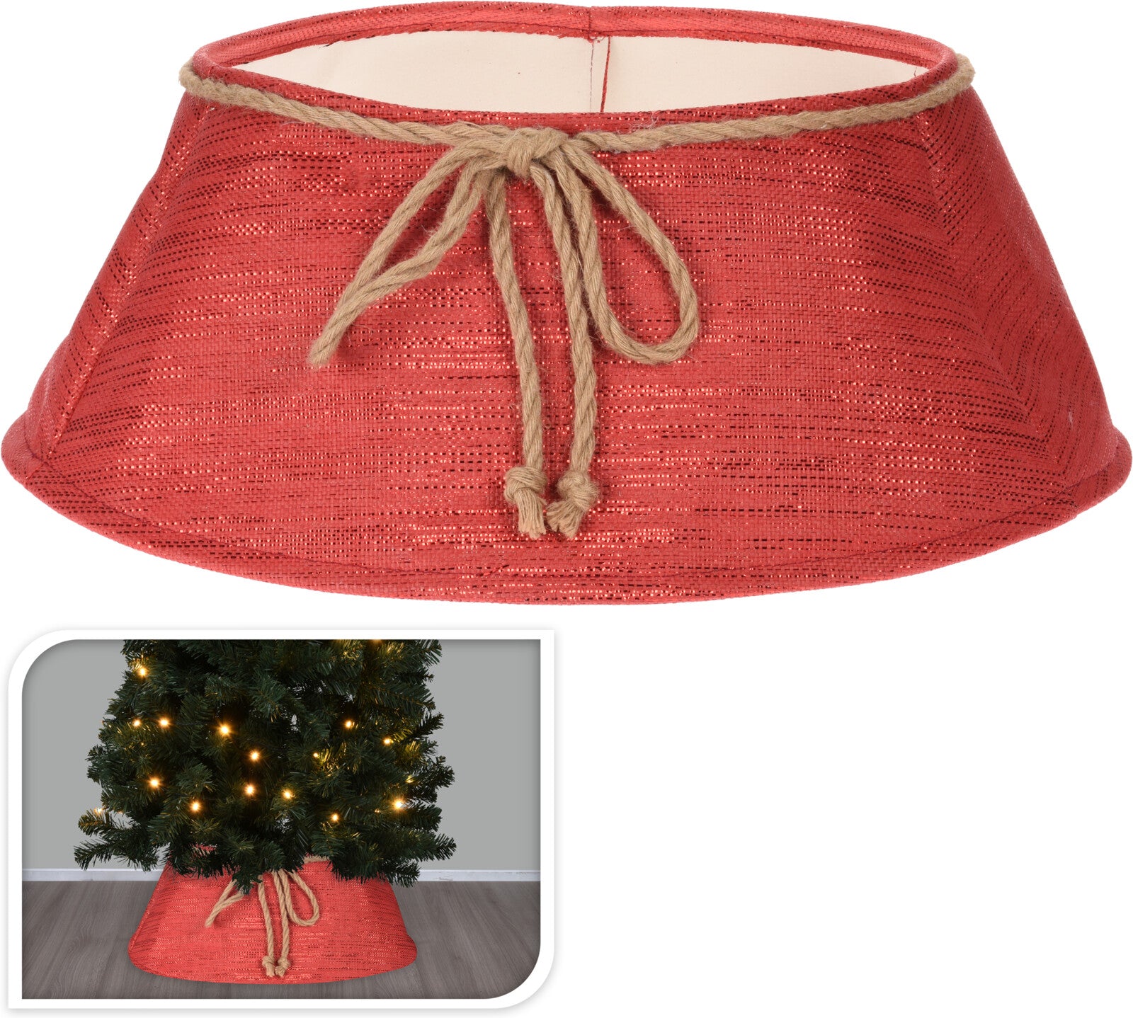 COPRIBASE PER ALBERO DI NATALE 40CM CON FIOCCO ROSSA