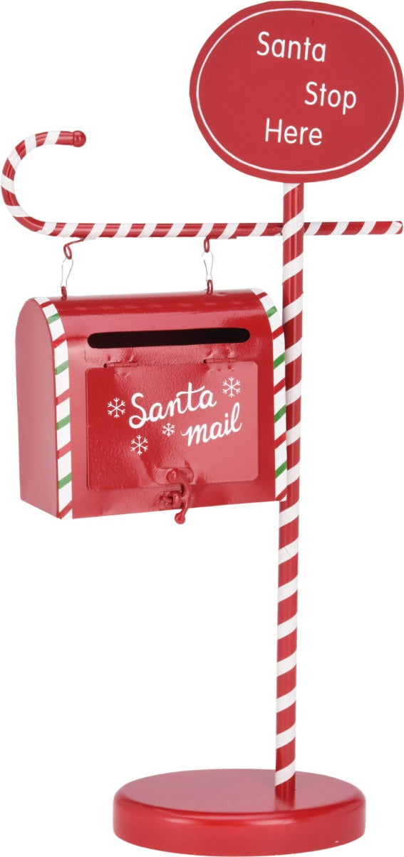 DECORAZIONE NATALIZIA, CASSETTA POSTALE IN FERRO, 24X10X51CM, COLORE ROSSO