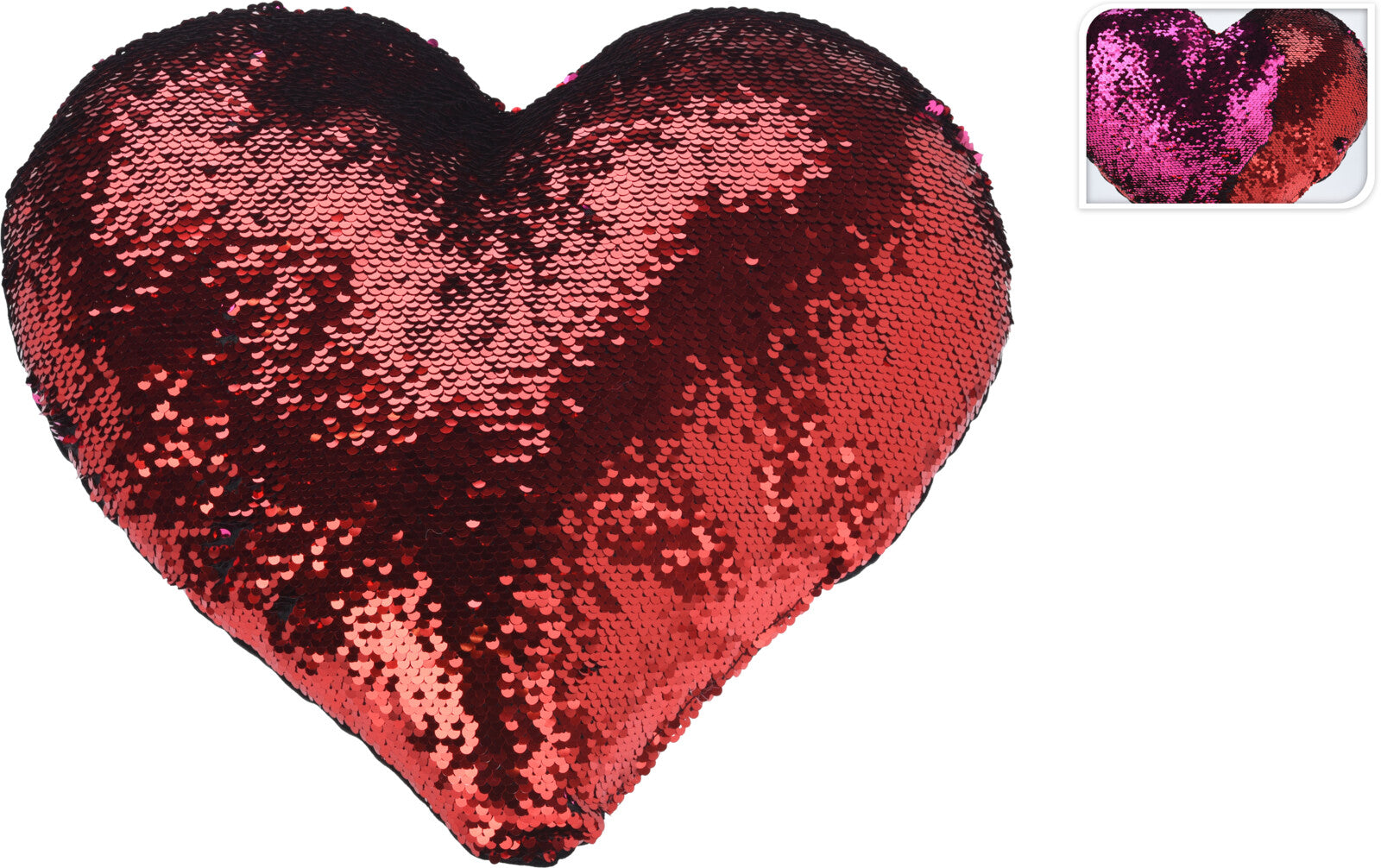 CUSCINO A FORMA DI CUORE CON PAILLETTES, 40CM