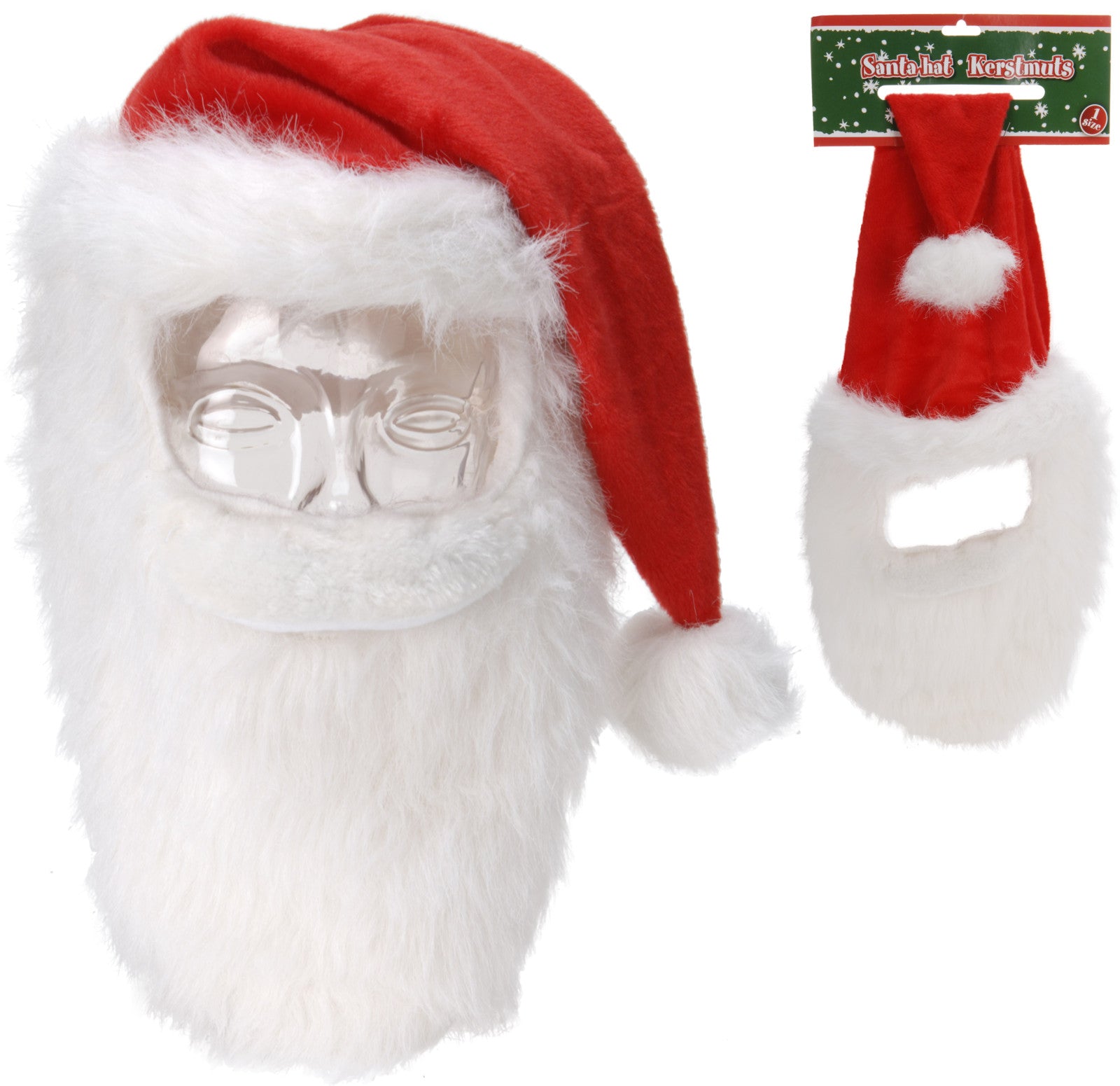 CAPPELLO BABBO NATALE CON BARBA 70X35CM