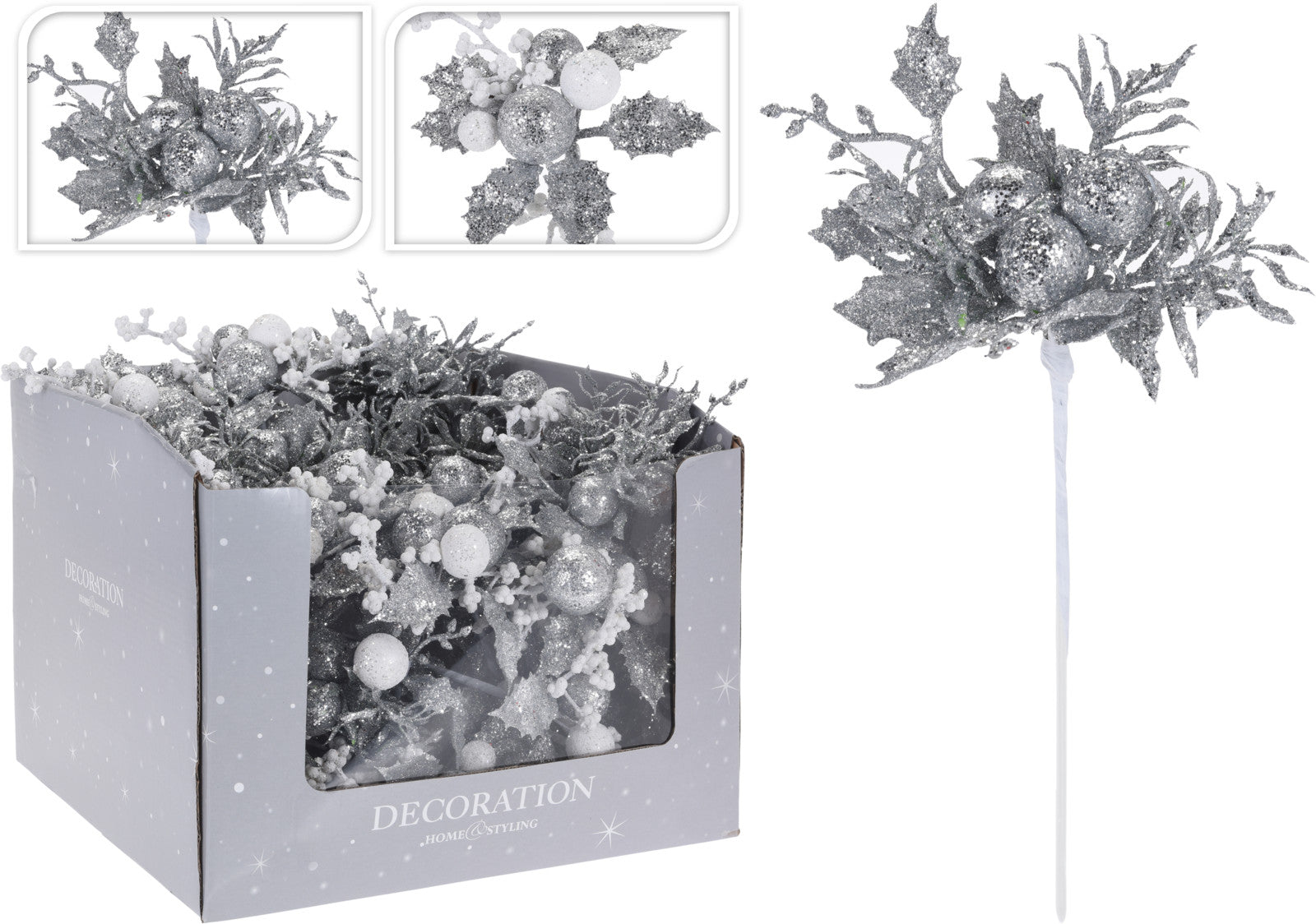OFFERTA 4 PICK FIORE ARGENTO 20CM ASSORTITI