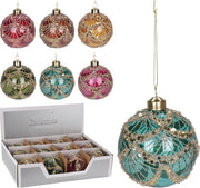 OFFERTA 6 PALLINE 8CM CON GLITTER ASSORTITE