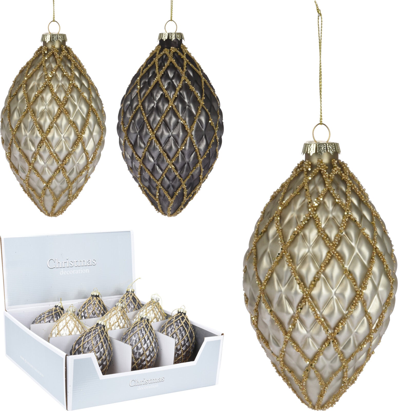 PALLINA A GOCCIA GRIGIA 14CM ASSORTITA