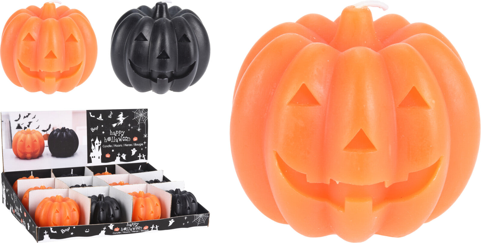 CANDELA A FORMA DI ZUCCA, 8X7CM, COLORE ASSORTITO