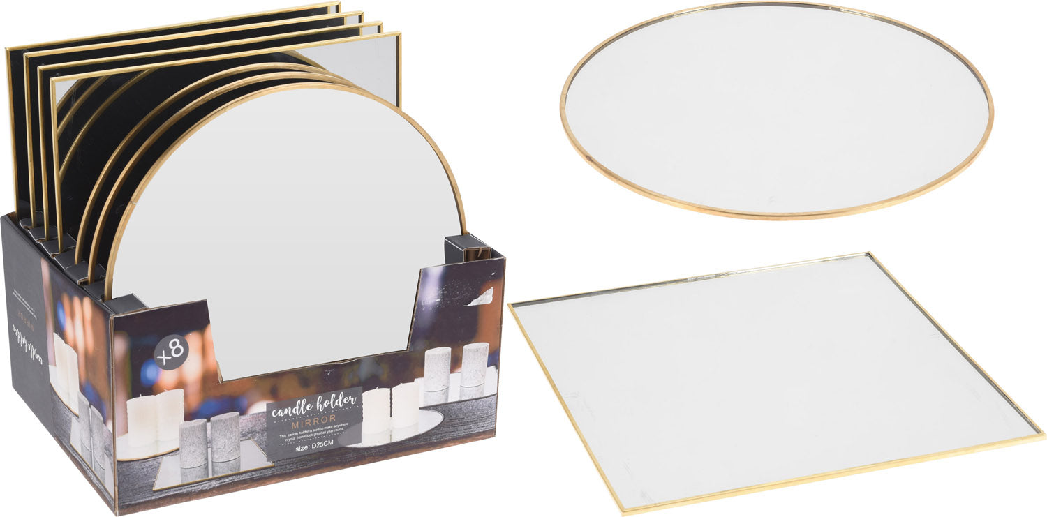 SOTTO CANDELA SPECCHIO 25CM IN VETRO