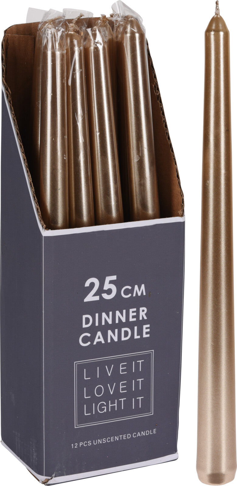 OFFERTA 3 CANDELE 25CM ORO