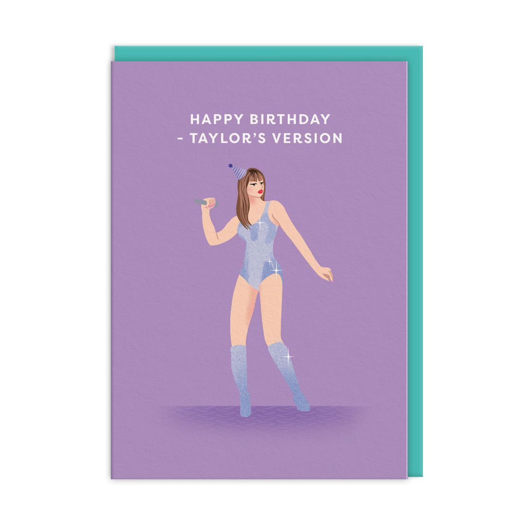 Ohh Deer Biglietto di auguri "Happy Birthday – Taylor’s Swift" A6, aqua/lilla