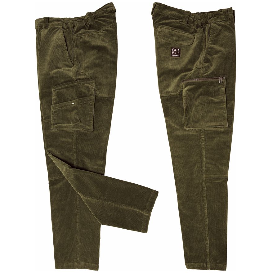 PANTALONE CARGO LINEA ACERO UOMO IN VELLUTO OLIVA TAGLIA XL