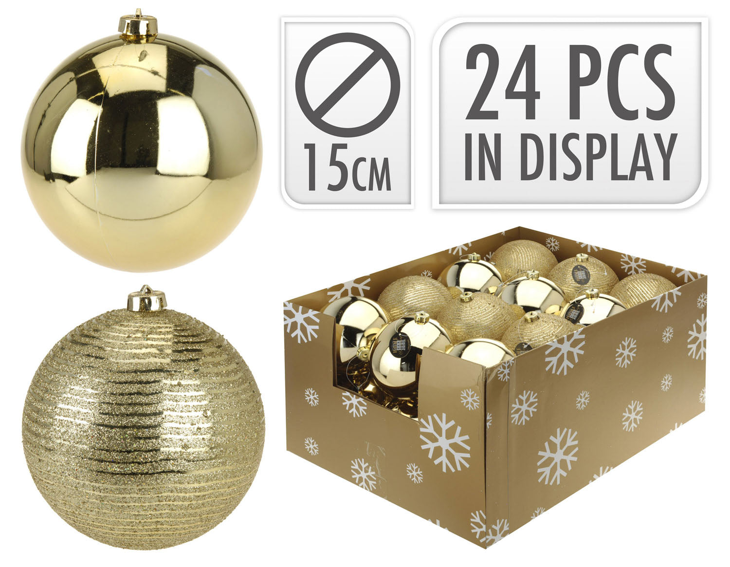 OFFERTA 24 PALLINE DI NATALE ORO 15CM