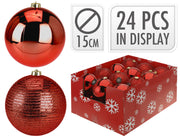 OFFERTA 24 PALLINE DI NATALE ROSSE 15CM