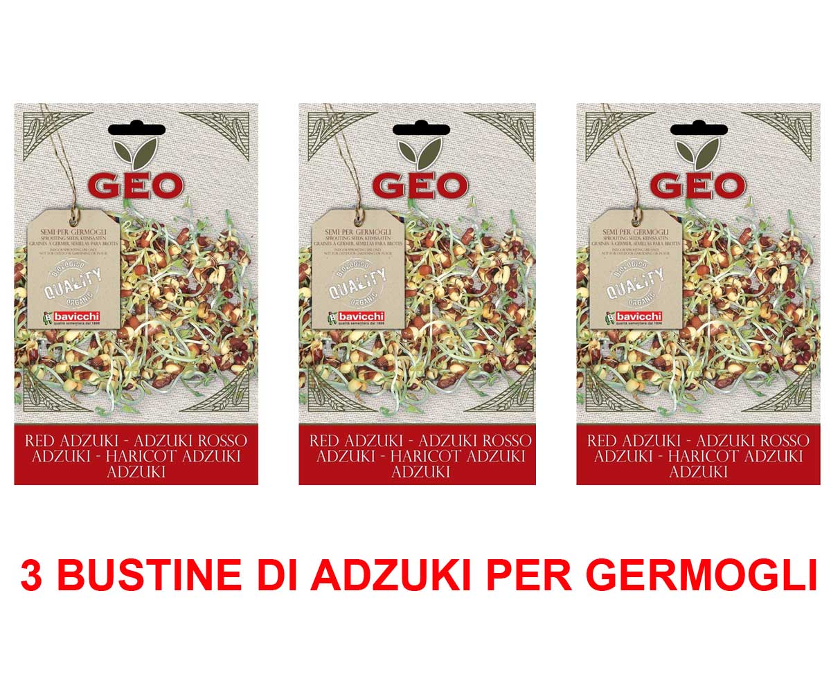 3 CONFEZIONI DI SEMI BIO DI ADZUKI ROSSO PER GERMOGLI 90GR