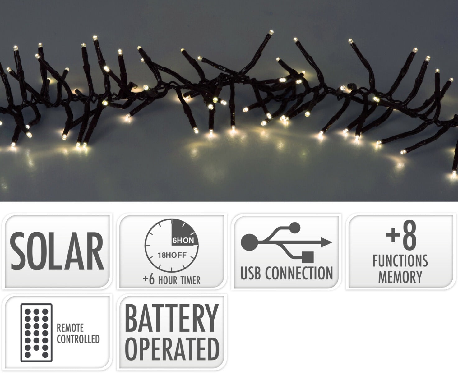 GHIRLANDA 768 LED, RICARICABILE, BIANCO CALDO