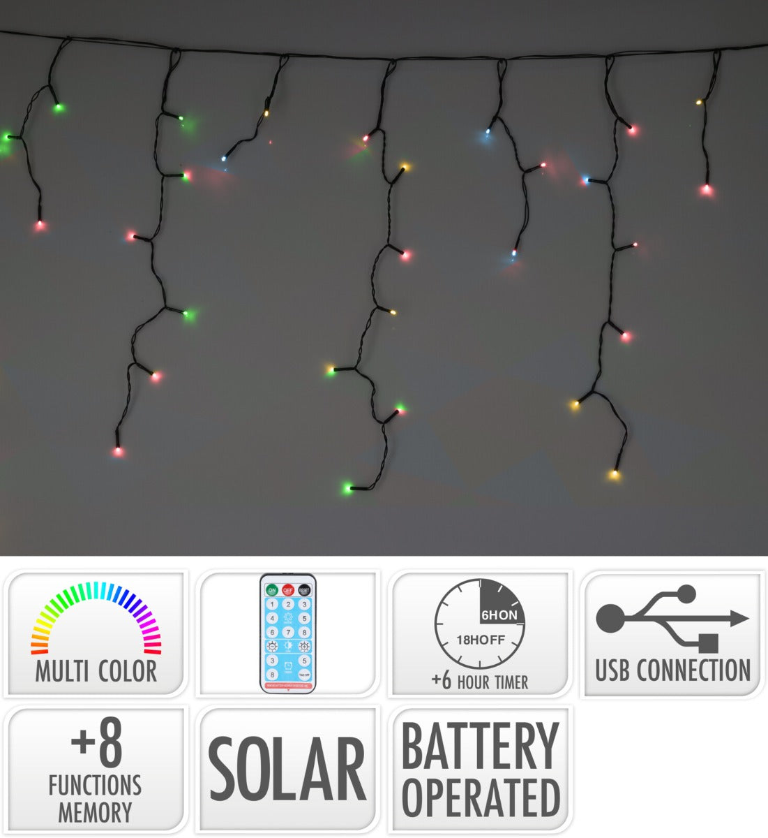 TENDA 240 LED RICARICABILE, 889X52CM, MULTICOLORE