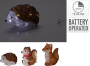 FIGURA NATALIZIA ANIMALI DEL BOSCO CON LED, IN ACRILICO, ASSORTITI