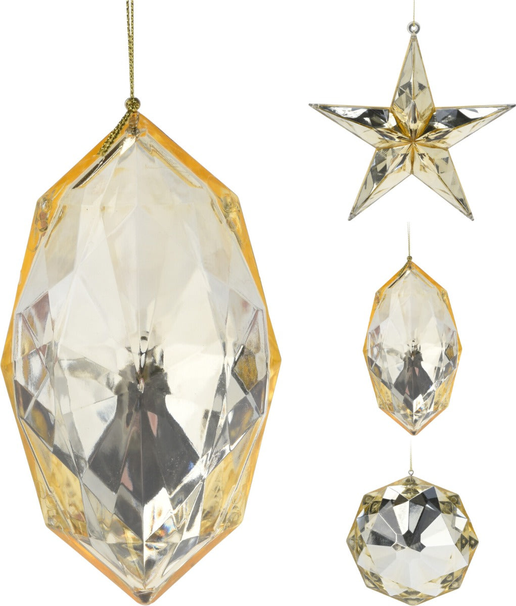 DECORAZIONE NATALIZIA DA APPENDERE, COLORE ORO, MODELLO ASSORTITO
