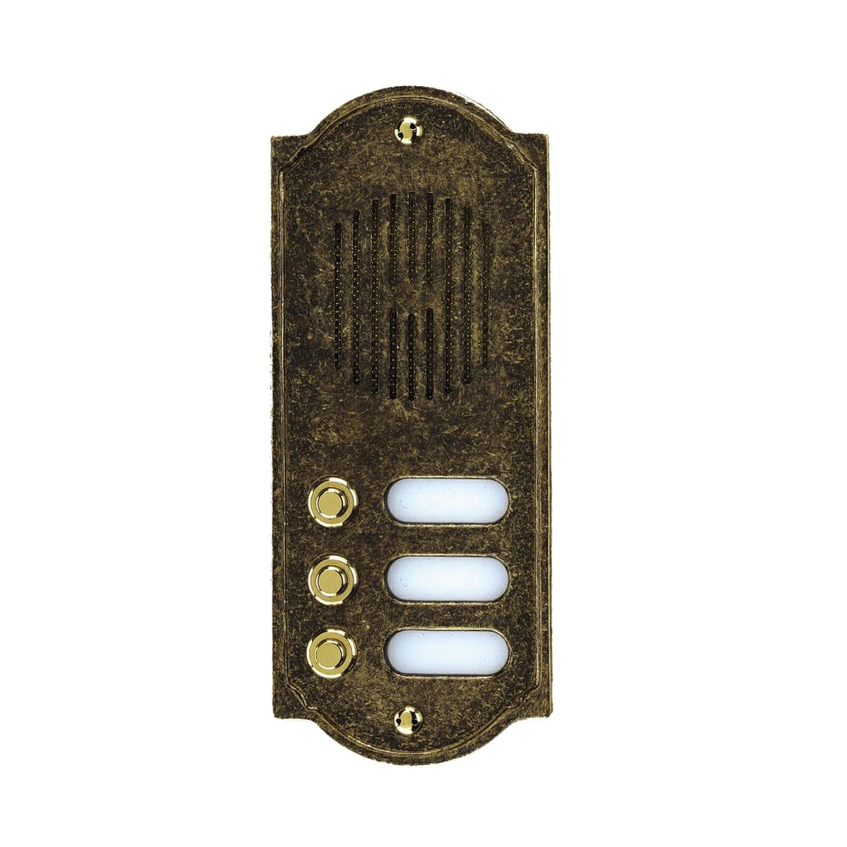PULSANTIERA CON CITOFONO A 3 CAMPANELLI 12X3CM FINITURA OTTONE BRUNITO